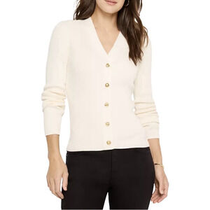 Nic+Zoe Classic Cream Toggle Front Knit Sweater Small Cozy NWT